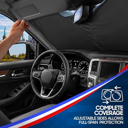 BDK America 250 Windshield Sun Shade for Car Windshield Pop Up Sunshade 3D Stars Patriotic Car Sunshade UV Protection Heat Blocker Foldable Windshield Cover Truck SUV 4th of July Memorial Day - Image 6