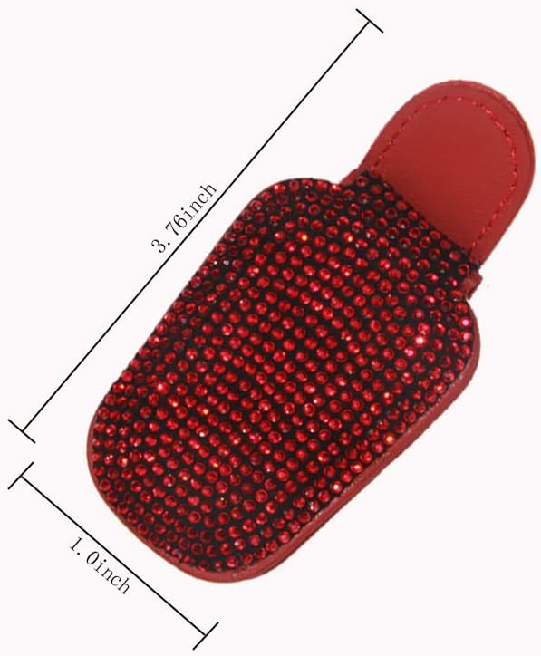 ACODABLEM Bling Car Glass Holder Sun Visor, Bling Crystal Rhinestone Sunglasses Magnetic Holder Mount Universal Eyeglasses Hanger Clip, Ticket Card Clip for Car, Car Sun Visor Accessories (Red) - Image 6