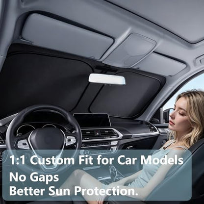 Gven Windshield Sun Shade Compatible with Ford F150 2021-2024 2025 2026 (Lariat, King Ranch, Platinum, XL XLT Limited Raptor) Accessories Car Shades Front Windshield UV Heat Protector (F150) - Image 2