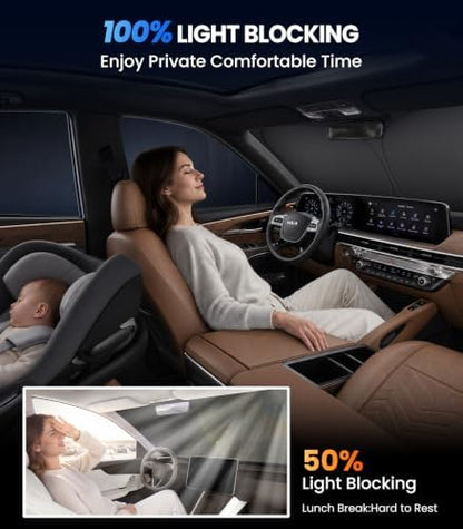 Large Windshield Sun Shade for Kia Telluride 2020-2025, 7-Layer Heavy-Duty & Blocks UV Rays, 3D Scanned Custom Fit, Keep Interior Cooler, Easy Storage & Foldable SUV Accessories, No Sagging - Image 4