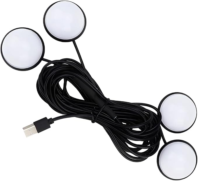 Car Interior LED Light, 4-in-1 USB Port Vehicle Under Dash Ambient Neon Lighting Decoration, Automotive Inside Foot Well Atmosphere Lamp, Universal Fit (White) - Image 7