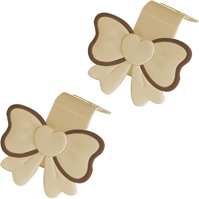 2PCS Car Seat Headrest Hook, Cute Bow Vehicle Backseat Storage Hanger Purse Handbag Organizer, Automotive Interior Seat Back Hook Holder for Umbrella Hat Bag, Universal for Vehicles (Beige) - Image 7