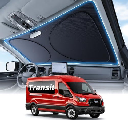 2026 Upgraded Windshield Sun Shade for Ford Transit [Precision Custom Fit, Superior UV & Heat Block] Cooling Tech Fabric, Durable Foldable with Storage Bag, Fits 2015-2025 by Unknown