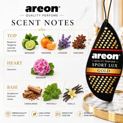 AREON SL-Gold-12 Sport LUX Cardboard Air Freshener, Gold, 12 Pack - Image 3