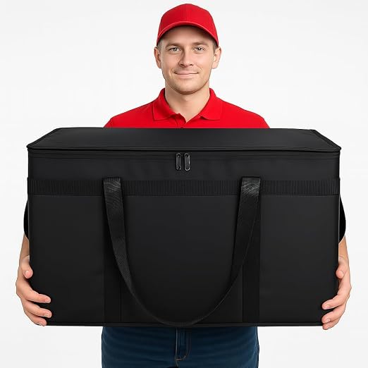 Bodaon Insulated Food Delivery Bag, XXXL Reusable Warming Bag, Black, 1Pk | Pizza Delivery Bags for Hot and Cold Food, Commercial, Large Capacity, Catering Cooler Bag for Rideshare, Warmers for Parties - Image 4