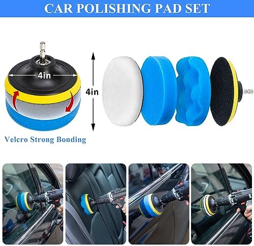 31Pcs Car Detailing Brush Set, Car Detailing Kit, Auto Detailing Drill Brush Set, Car Detailing Brushes, Car Wash Cleaning Tools Kit for Interior, Exterior, Wheels, Blue - Image 3