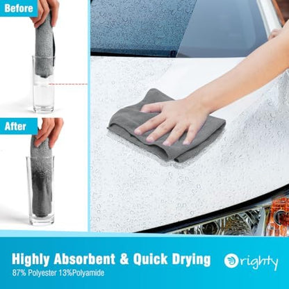 Orighty Microfiber Cleaning Cloth, Cleaning Rags, 24 Pack, 12x11 in, Grey - Image 3