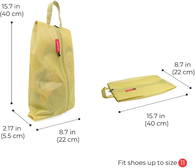 pack all Shoe Bag for Travel, Water-Resistant Shoe Pouch for Sports | Odor-Resistant, Dustproof, Portable, Soccer Cleats & Gym Storage, Fits Up to Size 11, 1 Pack, Mustard - Image 3