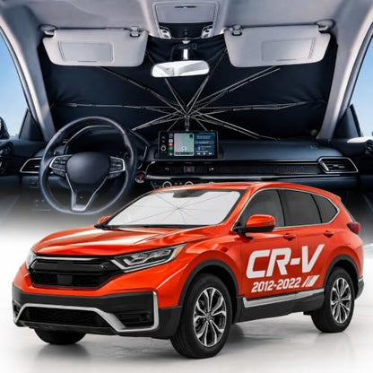 Weektic Custom Windshield Sun Shade Umbrella for Honda CR-V 2012-2022, [Double Thickened Ice Crystal Coating] Sun & Heat Protection, Keep Vehicle Cool & Protect Interior by Weektic