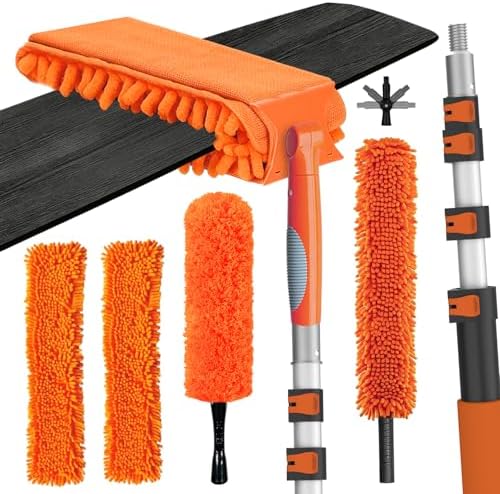 LAANPOLE 36FT Reach Ceiling Fan Cleaner Duster, Fan Blade Cleaner Kit with 7-30FT Extension Pole, Microfiber Duster & Replaceable Cleaning Cloth for Blades, Ceiling, Furniture by LAANPOLE