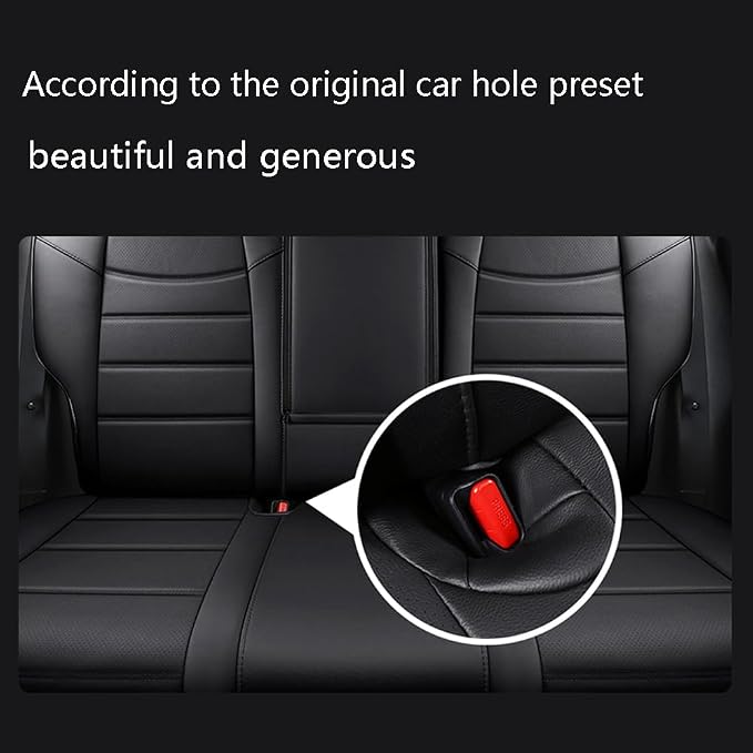 CocheFamilia Custom Fit Corolla Car Seat Covers for Select 2023 2024 2025 Toyota Corolla Hybird LE - Full Set,Leather (Black) - Image 5