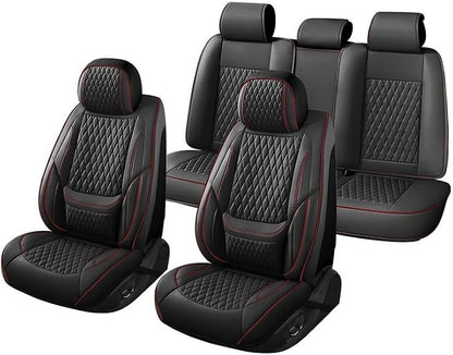 Car Seat Covers Full Set Custom Fit For Toyota Corolla 2001-2026, Black&Red | Lumbar Support, Premium Faux Leather, Breathable, Anti-Slip, Airbag Compatible, Waterproof, Car Seat Protectors, 2 Row-5Seat - Image 6