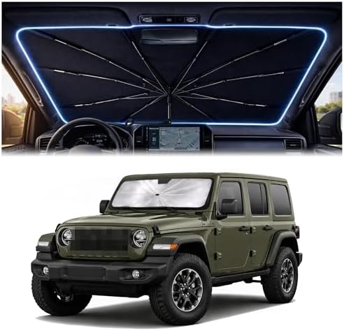 Car Windshield Sun Shade Umbrella for Jeep Wrangler JL/JLU 2018-2026 by Unknown