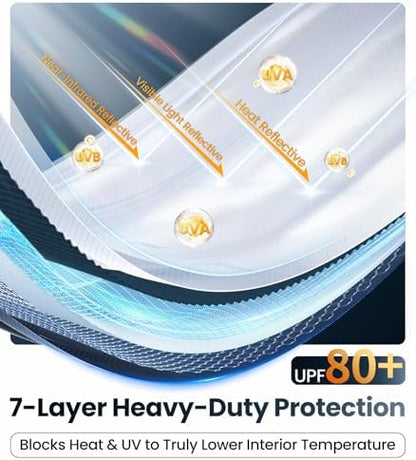 Zanch Custom Windshield Sun Shade for Kia K5 2021-2026, 7-Layer UV & Heat Block, 3D Laser Scanned, Interior Protection, Keep Car Cooler, Foldable Car Accessories - Image 3