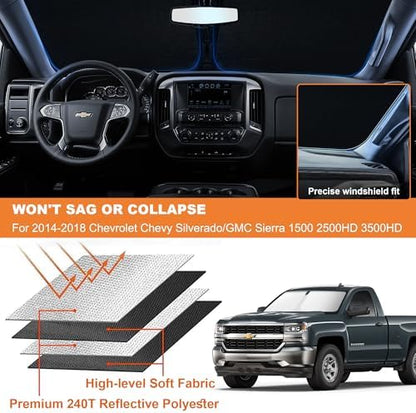 Foldable Front Windshield Sunshade fit for Chevrolet Silverado 2014-2019 - Image 6