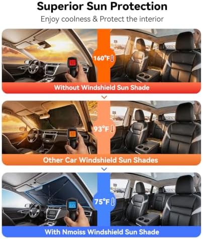 Nmoiss [Vinyl Coating Heat Shield] Windshield Sun Shade Umbrella Custom for Nissan Murano, Protect Car from Sun Rays & Heat Damage Keep Cool and Protect Interior - Image 2