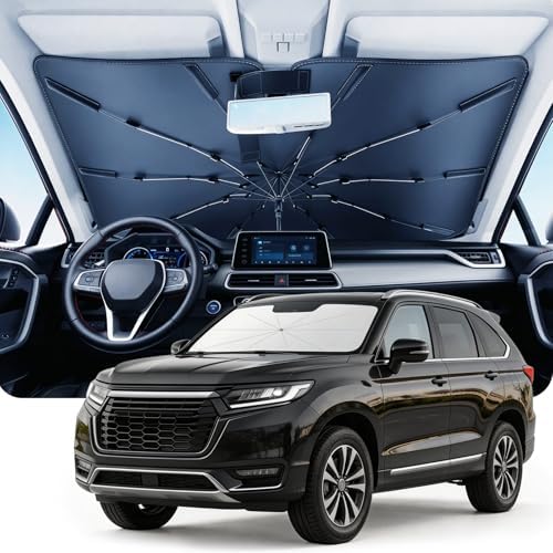 DMJN Umbrella Windshield Sun Shade for Honda Pilot (2005-2026), Car Sunshade for Front Windshield [Nano Ice-Crystal Coatings] UPF50+ Heat & UV Block, Protect Interior & Keep Cooler by DMJN