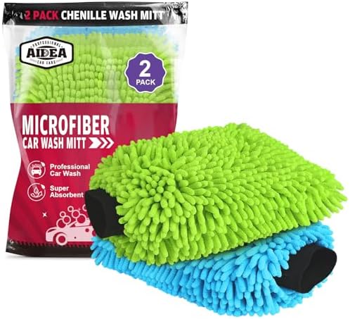 AIDEA Car Wash Mitt Microfiber, 2PK, Car Wash Brush, 8''X12'' by AIDEAHOME