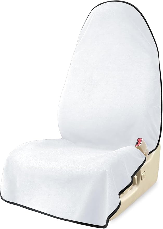 Car Seat Covers 1 Pack White Waterproof Towel Car Seat Cover Universal Fit for Most Trucks SUV Fitness Athletes Pets Gym and Water Sport by Unknown