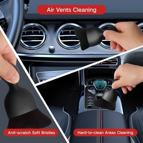Qydipclin 11pcs Windshield Cleaner Tool, Car Window Cleaning Wash Kit with 6 Reusable Microfiber Pads 2 Spray Bottles and Extendable Handles Auto Glass Wiper Kit, Red - Image 7