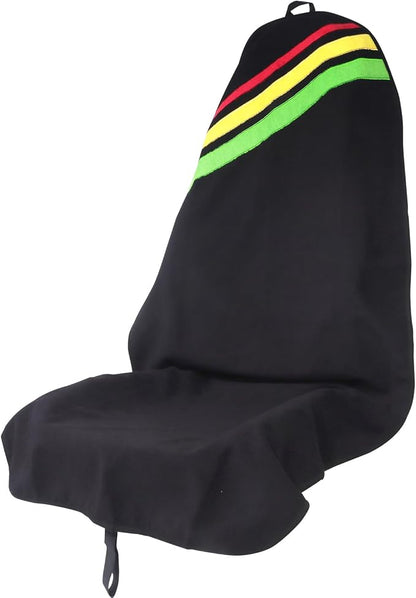 Sweat Towel Car Seat Cover Protector Front Seats for Gym Workout, Running, Swimming, Beach and Hiking, Waterproof Universal Seat Cover for Car, Trucks, Van & SUV (1, Black with Stripe, Front) by Unknown