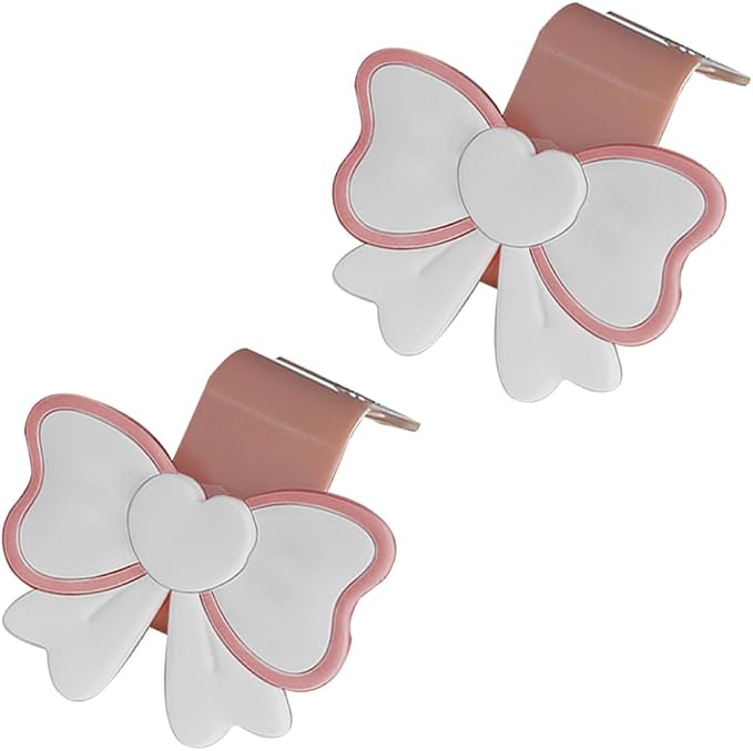 2PCS Car Seat Headrest Hook, Cute Bow Vehicle Backseat Storage Hanger Purse Handbag Organizer, Automotive Seat Back Hook Holder for Umbrella Hat Bag, Universal for Vehicles (White/Pink) - Image 7