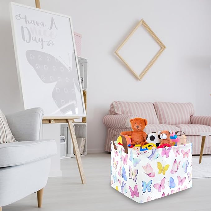 Rectangular Butterfly Basket,Girls Basket, Foldable waterproof cute storage basket,Kids Storage Bin,Toy gift Organizer,Girls Room Decor,Butterfly Room Decor,Gift Box(Colorful Butterflies) - Image 4