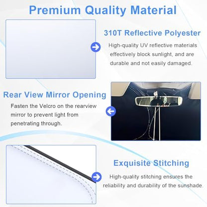 PIMCAR Windshield Sun Shade for 2015-2025 2026 Ford Edge SUV, Premium 310T Reflective Polyester, Foldable Heat Blocker-Beat Summer Heat & Keep Interior Cool - Image 6