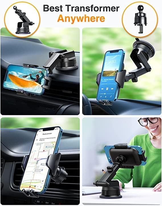 VANMASS [True Military-Grade] Car Phone Holder [Best Suction & Clip] Cell Phone Mount for Dashboard Windshield Vent Truck Cradle Dash Stand for iPhone 15 Pro Max 14 13 12 Android, White - Image 3