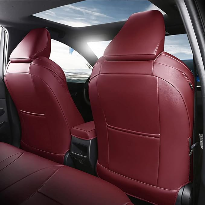 CocheFamilia Custom Fit Corolla Car Seat Covers for Select Toyota Corolla 2020-2025 SE,Nightshade & 2020-2022 SE Apex & 2023-2025 XSE & 2025 FX - Full Set,Leather (Burgundy) - Image 2