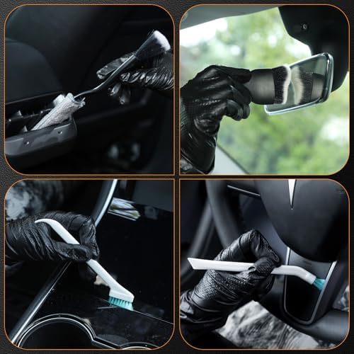 MVEQRRN 7PCS Car Detailing Brush Set,Boars Hair Detail Brush Kit(Black) - Image 6