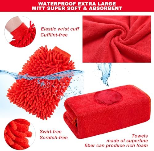 26Pcs Car Wash Cleaning Kit with Foam Gun Sprayer Detailing Brushes Window Water Scraper Tire Brush Towels Complete Interior Exterior Detailing Set for Car - Image 6