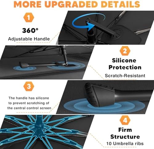 KUST Windshield Sun Shade Umbrella for 【2014-2019 Toyota Highlander】 | Custom Fit Windshield Sunshade | Foldable Sunshade with Bendable Handle | Blocks Heat & UV Rays Keep Car Cool Sunshield - Image 5