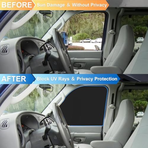 Front Side Window Sun Shade for 1996-2025 Chevy Express Cargo Van Accessories, Foldable Window Sunshade Sun Visor Protector, Side Window Shades Sun Shield Blocks UV Rays Heat, Pack of 2 - Image 3