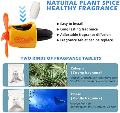 Car Air Freshener Cute Cartoon Yellow Duck Pilot Car Diffuser Rotating Propeller Automotive Air Outlet Fan Creative Car Perfume Decoration Cool Car Accessories Comes with 4 Fragrant Tablets - Image 6