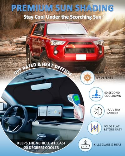 Windshield Sunshade for Toyota 4Runner 2010-2023 2024 2025 2026 Sun Visor - Image 2