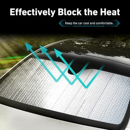 Car Windshield Sunshade, Foldable Reflective Aluminum Foil Windshield Sun Shade, 51.2" x 23.6" Front Window Sun Protector Cover, Universal for Most Cars, SUVs, Trucks (Silver #2) - Image 7