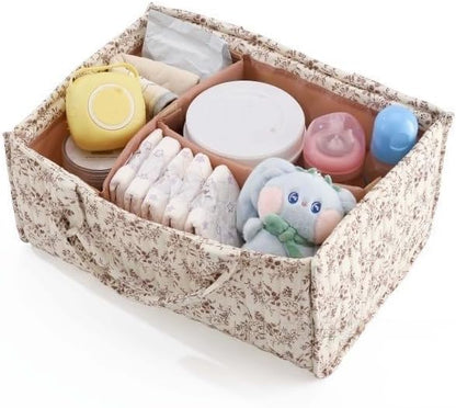 Diaper Caddy Organizer,Cute Floral Nursery Storage Basket,Soft Portable Changing Table Car Caddy Organizer Gift (Floral B) - Image 3