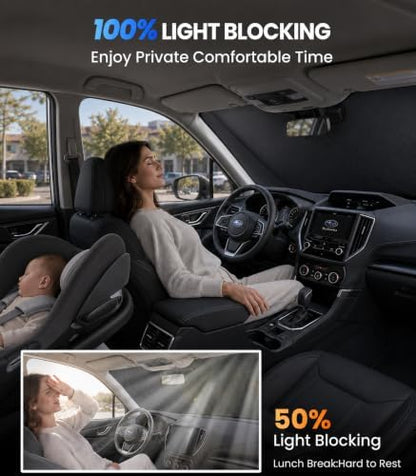 Zanch Windshield Sun Shade for Subaru Forester 2019-2026, 7-Layer UV & Heat Protection, 100% Light Blocking, 3D Scanned Custom Fit, Interior Protection, Keeps Cabin Cooler, Foldable SUV Accessories - Image 5