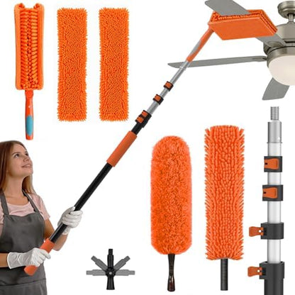 SISIUPASSIE 20FT Reach Ceiling Fan Cleaner Duster, Ceiling Fan Blade Cleaner with Extension Pole, Washable & Replaceable Microfiber Feather Duster Kits by Focusonproduct