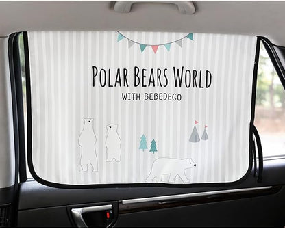 Magnetic Car Sun Shade Curtain for Side Window – Sun Blocker and UV Protector for Baby, Kids, and Pets – Universal Fit with Built-in Magnets for Steel-Framed Door (Be-Pola Bear) - Image 3