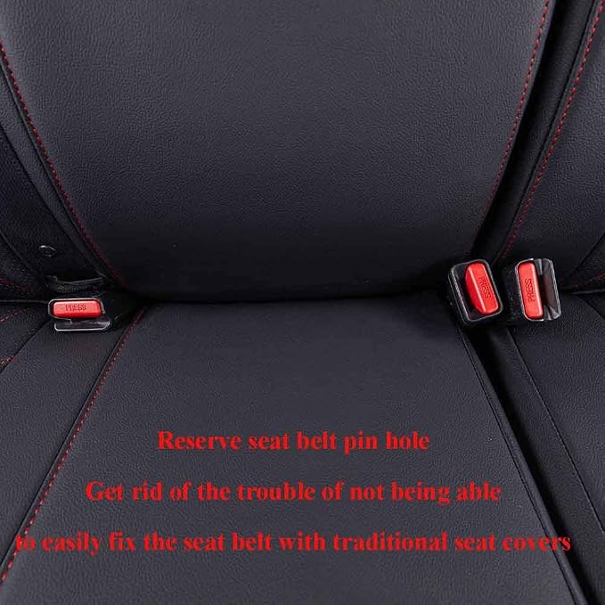EKR Car Rogue Seat Covers 2021-2026(Not for PHEV),Leatherette Full Set | Custom Fit for Nissan Rogue(Not for PHEV)2021 2022 2023 2024 2025 2026,Faux Leather(Black with Red Piping) - Image 6