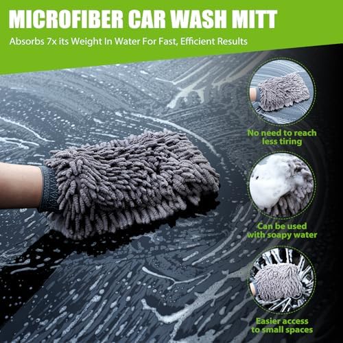 TTRCB 2 Pack 1300 GSM Car Drying Towels (36" x 24"), Microfiber Towels for Cars, Ultra-Absorbent, Streak Free, Car Wash Mitt, Car Detailing Supplies, Car Wash Kit, Car Cleaning Supplies Kit for SUV,RV - Image 6