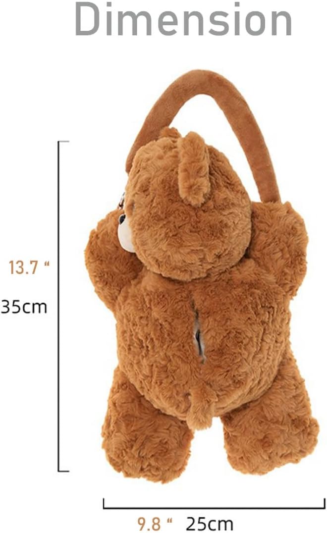 Cute Tissue Box Cover Plush Tissue Box Holder for Car, Home, Decorative Holder/Organizer for Bathroom Vanity Countertop, Nightstands, Office Desk-Bear02 - Image 4