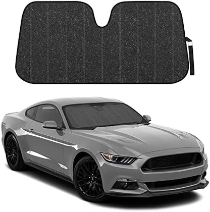 BDK-AS-2511 Front Windshield Shade-Accordion Folding Auto Sunshade for Car Truck SUV-Blocks UV Rays Sun Visor Protector-Keeps Your Vehicle Cool-57 x 27 Inch, Black Glitter by BDK