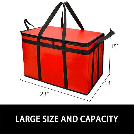 Bodaon 3-Pack Insulated Food Delivery Bag for Hot and Cold Meal, XXX-Large Cooler Bags, Grocery Tote Insulation Bag for Catering, Pizza Warmer, Red - Image 3