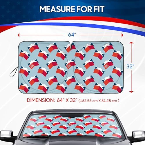 BDK America 250 Windshield Sun Shade for Car Windshield Pop Up Sunshade 3D Stars Patriotic Car Sunshade UV Protection Heat Blocker Foldable Windshield Cover Truck SUV 4th of July Memorial Day - Image 3