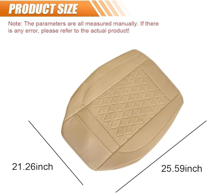 2PCS Luxury Faux Leather Car Seat Cover, Car Seat Cushion, Beige | Anti-Slip Waterproof Universal Front Bottom Seat Protector with Storage Pocket for Sedans, SUVs, Trucks, Triangular Pattern - Image 2