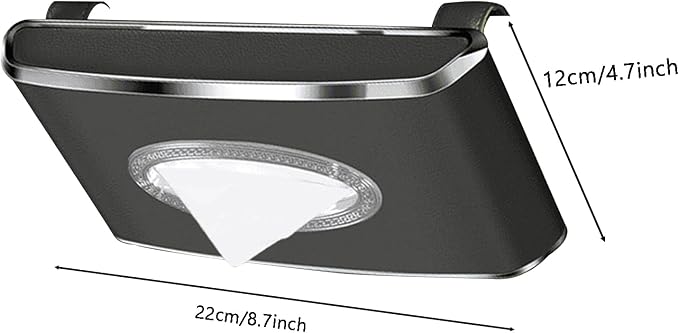 Faux Leather Car Tissue Box for Car Interior, Multi-Function Tissue Holder with Visor Clip, Armrest & Back Seat Napkin Organizer, Vehicle Tissue Dispenser Accessories (Black Hanging) - Image 9