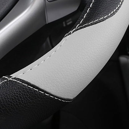 Leather Steering Wheel Cover for Ford F-150, Ram, Tundra, Tacoma, 15.5"-16" | Large-Size Fits Cars Trucks, Microfiber Leather, Anti-Slip Breathable Auto Steering Wheel Protector, Grey - Image 4